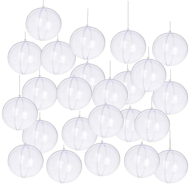 Wenosda Clear Plastic Acrylic Fillable Transparent Ball Ornament Bauble Sphere for Wedding Party Festival Home Decor 50mmSet of 24pcs