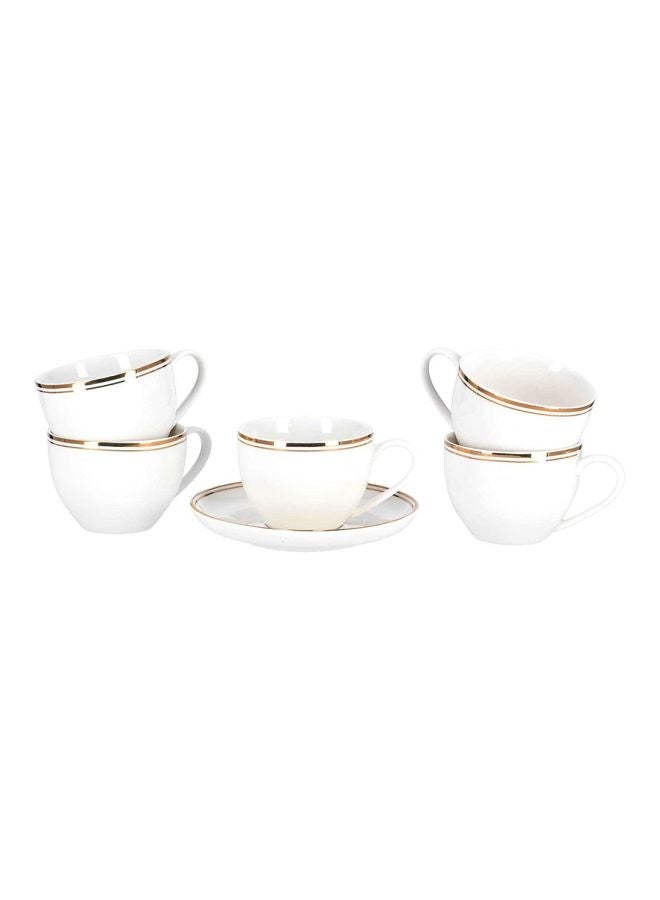 Royalford 12-Piece Newbone Cup With Saucer Set White/Gold 8.7x7cm - Image 2