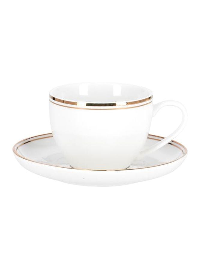 Royalford 12-Piece Newbone Cup With Saucer Set White/Gold 8.7x7cm - Image 4