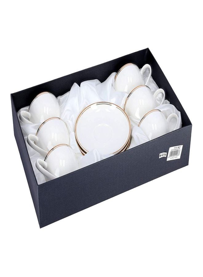 Royalford 12-Piece Newbone Cup With Saucer Set White/Gold 8.7x7cm - Image 5