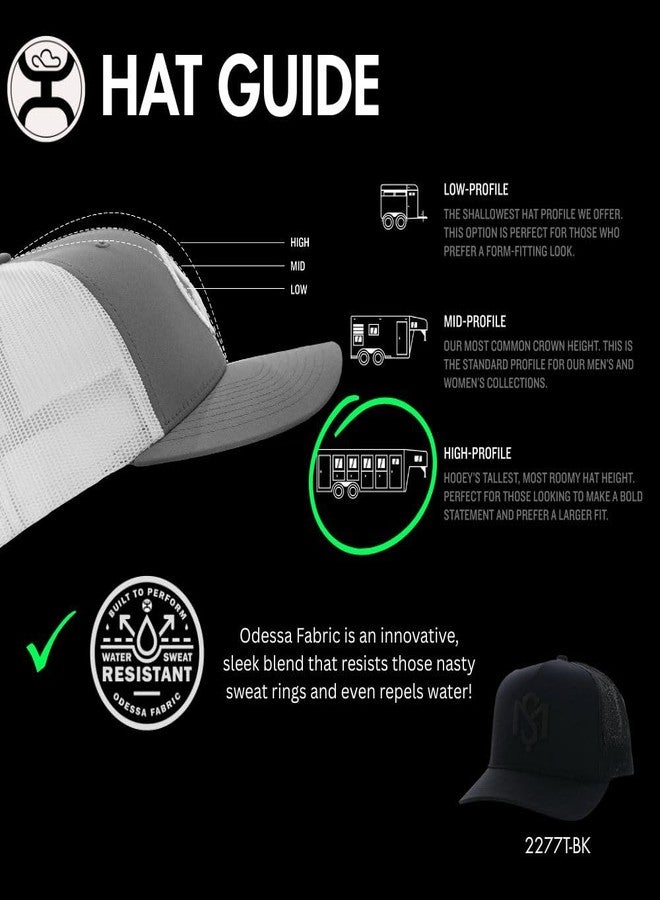 HOOEY Shad Mayfield Trucker Hat - High Profile Adjustable Snapback Hat - Outdoor, Casual, Hiking, Baseball Cap for Men and Women, Breathable Mesh Side, Retro Classic Adjustable Fit - Black/Black - Image 4