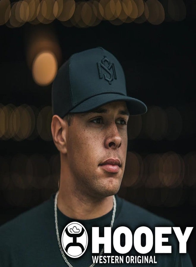HOOEY Shad Mayfield Trucker Hat - High Profile Adjustable Snapback Hat - Outdoor, Casual, Hiking, Baseball Cap for Men and Women, Breathable Mesh Side, Retro Classic Adjustable Fit - Black/Black - Image 3