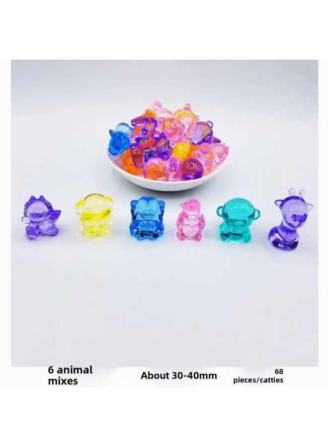 Color Spinning Top Children's Toy Set 3A Acrylic Healthy Durable Material Cartoon Animal Handmade Jewelry-Color:Six Animals With Mixed Colors (68/kg) - Image 1