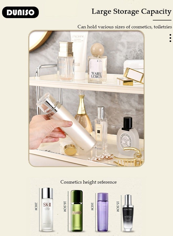 DUNISO 2-Tier Bathroom Counter Organizer, Makeup Countertop Organizer Perfume Tray for Cosmetics Vanity, Standing Vanity Tray for Bathroom Organization and Decor, Spice Rack Organizer for Cabinet - Image 5