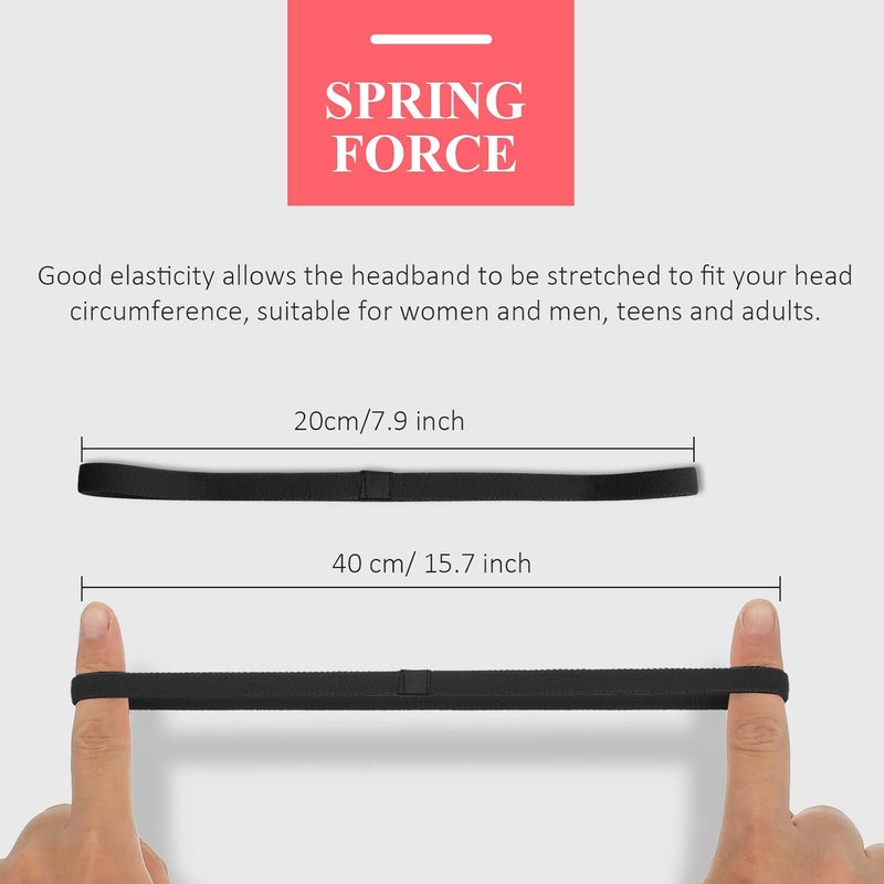 Bememo 4 Pieces Elastic Sports Headbands Thick Non-Slip Hair Bands for Women and Men - Image 2