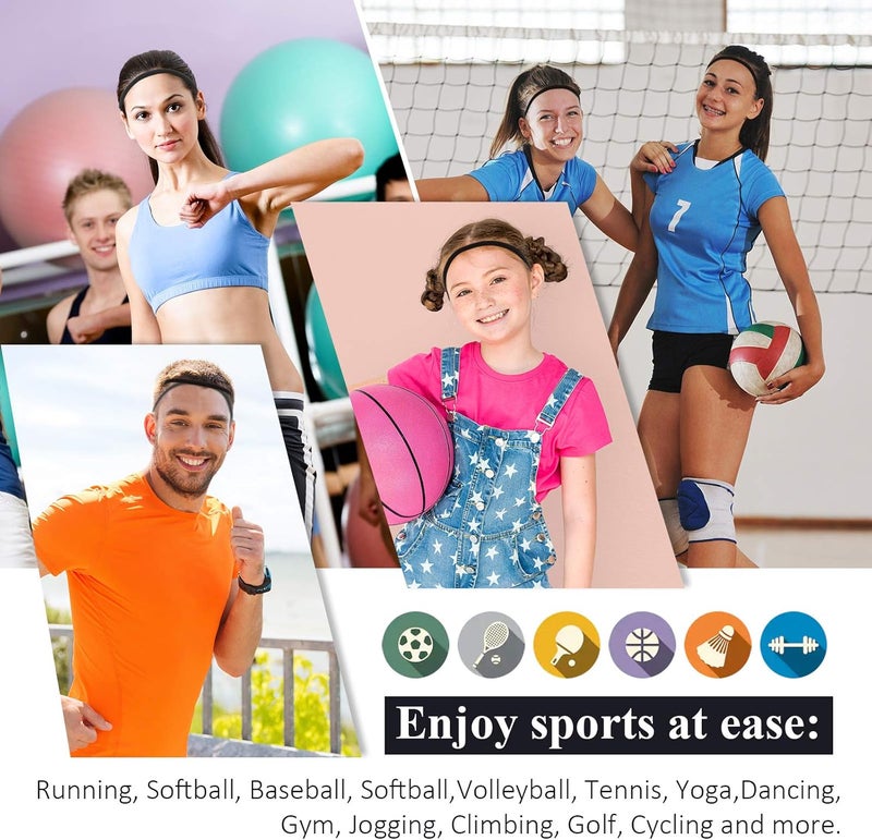 Bememo 4 Pieces Elastic Sports Headbands Thick Non-Slip Hair Bands for Women and Men - Image 5