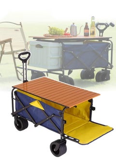 XiuWoo Folding Camping Cart and Camp Table, Detachable Alloy Desktop and Expansion Capacity,Multi-Purpose Outdoor Campsite Cart,Flexible Steering and Adjustable Handle,Large Capacity Suitable for Outdoor Cam  - Image 1