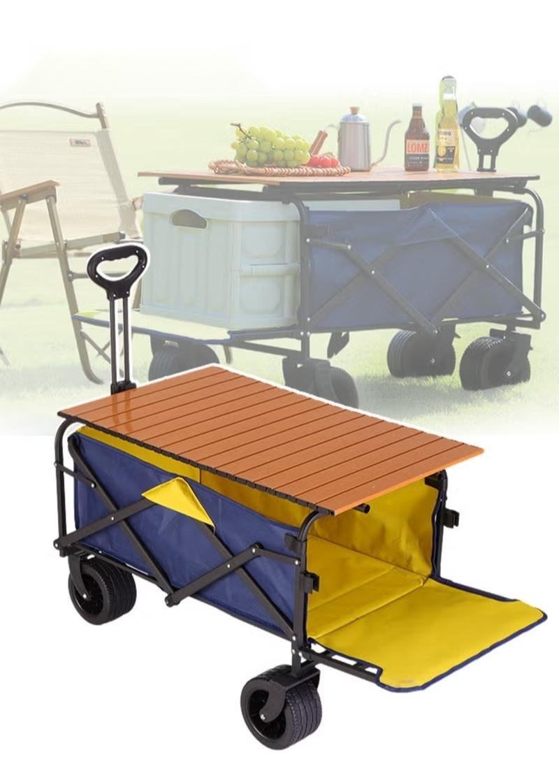 XiuWoo Folding Camping Cart and Camp Table, Detachable Alloy Desktop and Expansion Capacity,Multi-Purpose Outdoor Campsite Cart,Flexible Steering and Adjustable Handle,Large Capacity Suitable for Outdoor Cam - Image 1