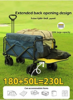 XiuWoo Folding Camping Cart and Camp Table, Detachable Alloy Desktop and Expansion Capacity,Multi-Purpose Outdoor Campsite Cart,Flexible Steering and Adjustable Handle,Large Capacity Suitable for Outdoor Cam  - Image 5