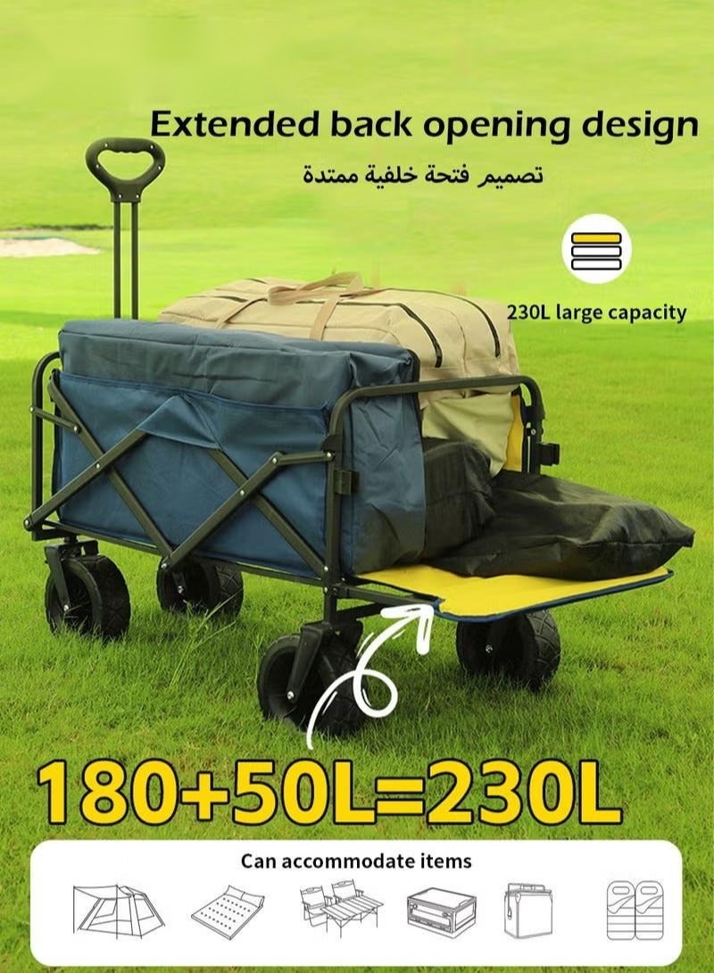 XiuWoo Folding Camping Cart and Camp Table, Detachable Alloy Desktop and Expansion Capacity,Multi-Purpose Outdoor Campsite Cart,Flexible Steering and Adjustable Handle,Large Capacity Suitable for Outdoor Cam - Image 5