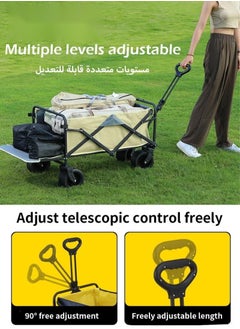 XiuWoo Folding Camping Cart and Camp Table, Detachable Alloy Desktop and Expansion Capacity,Multi-Purpose Outdoor Campsite Cart,Flexible Steering and Adjustable Handle,Large Capacity Suitable for Outdoor Cam  - Image 3