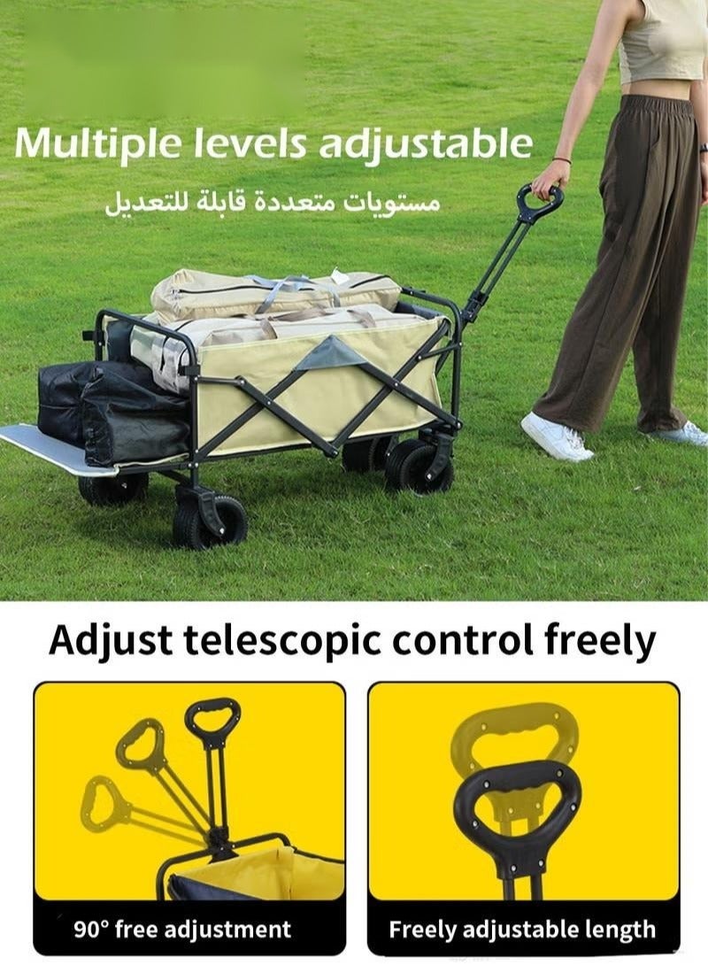 XiuWoo Folding Camping Cart and Camp Table, Detachable Alloy Desktop and Expansion Capacity,Multi-Purpose Outdoor Campsite Cart,Flexible Steering and Adjustable Handle,Large Capacity Suitable for Outdoor Cam - Image 3
