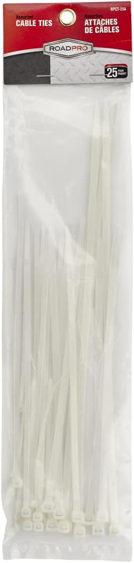 RoadPro RoadPro Cable Ties Variety Pack 4Inch 7Inch 11Inch RPCT25A Locking Closures 25Count Cable WrapsWhite  - Image 5