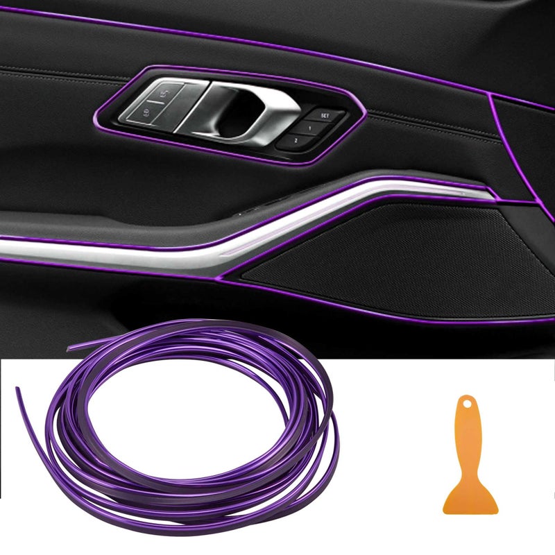 TOMALL Car Interior Moulding Strip Car Decorative Filler Insert Strips 5M16ft Flexible Electroplating Decoration Styling Dashboard Accessories with Installing Tool Purple