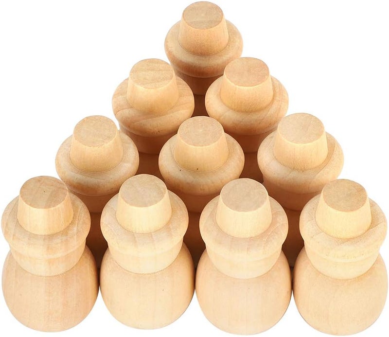 Wood Decorations Unfinished Wooden Peg, Solid Wood Ornaments Wooden Peg Dolls, Wood Crafts to Paint for DIY Arts and Crafts Snowman - Image 1