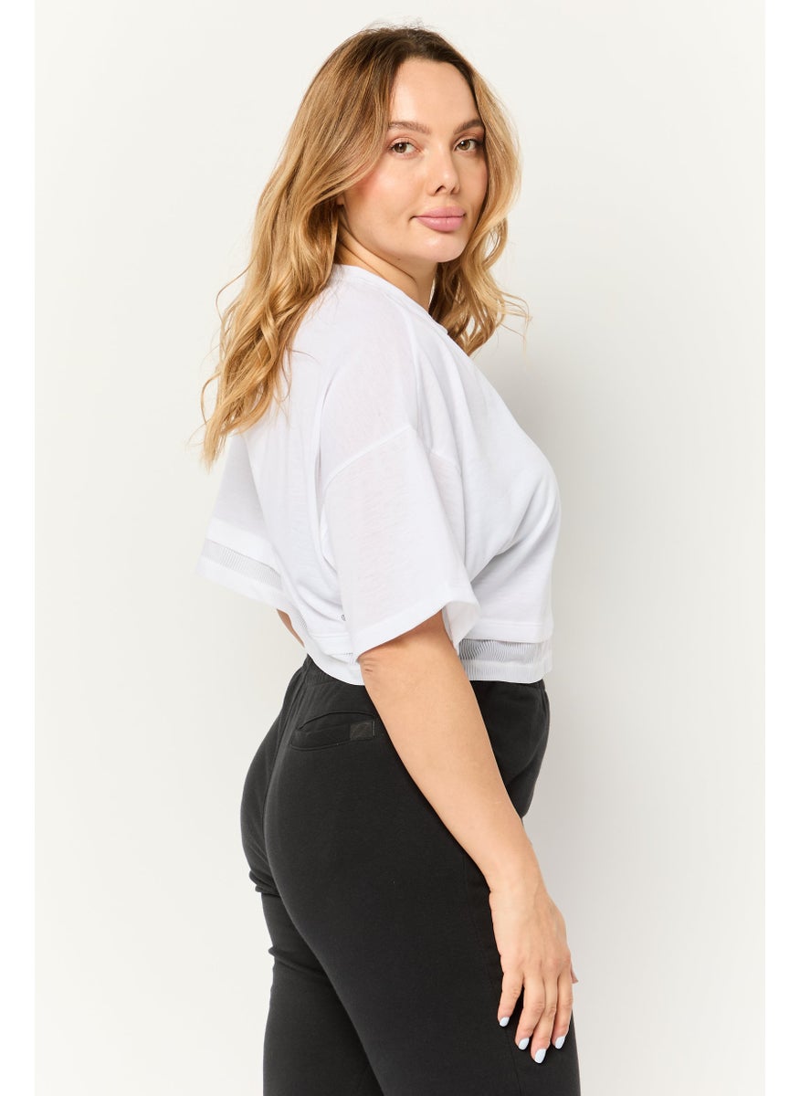 Adidas - Women Sportswear Fit Short Sleeve Training Crop Top, White - Image 1