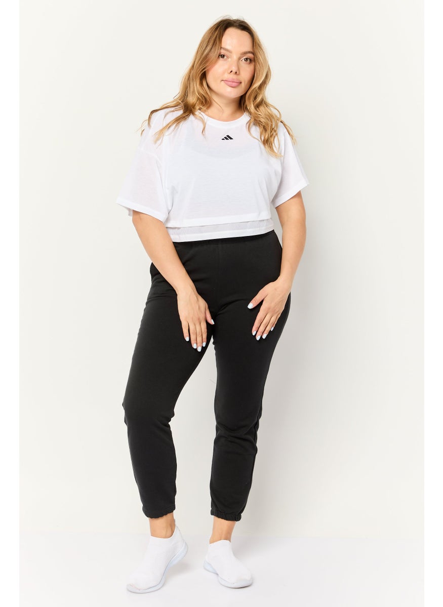 Adidas - Women Sportswear Fit Short Sleeve Training Crop Top, White - Image 1