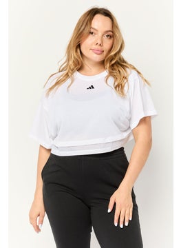 Women Sportswear Fit Short Sleeve Training Crop Top, White