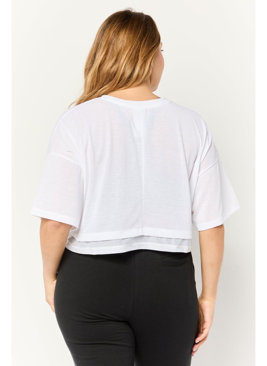Adidas - Women Sportswear Fit Short Sleeve Training Crop Top, White - Image 1