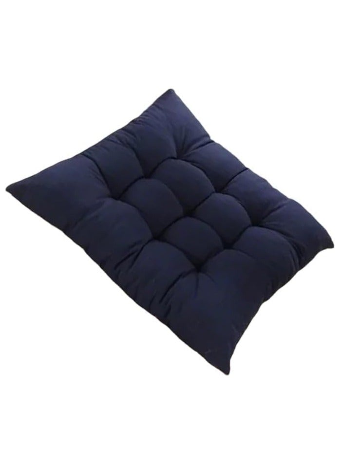 طقم شلت كابتونيه 40 فى 40 سم بحشو فايبر عالي الكثافة تصميم مريح بألوان زاهية ورباط للتثبيت، مثالية للبلكونة والكافيه والشاليه 3 قطع كحلي