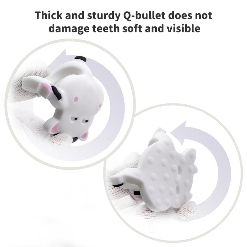 Vbglmya Baby Cow Teething Toy for 312 Months Soft Chewable Infant Teething Ring Cute Shape Design with Textured Surface EasytoHold  Easy Clean White - Image 4