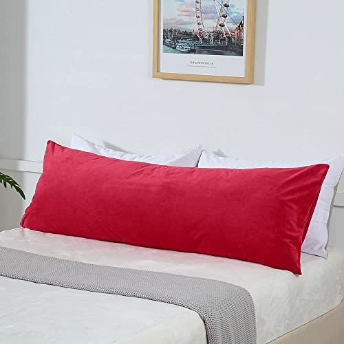 Cottonfry Ultra Soft Velvet Body Pillow Cover/Case Pillowcase with Hidden Zipper, Zippered Body Pillow Case (Red, Standard) - Image 1