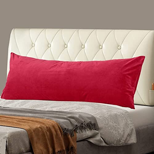 Cottonfry Ultra Soft Velvet Body Pillow Cover/Case Pillowcase with Hidden Zipper, Zippered Body Pillow Case (Red, Standard) - Image 2