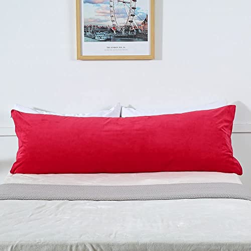 Cottonfry Ultra Soft Velvet Body Pillow Cover/Case Pillowcase with Hidden Zipper, Zippered Body Pillow Case (Red, Standard) - Image 3