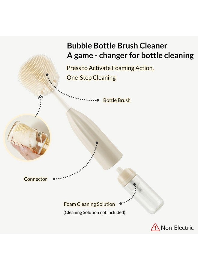biqin Baby Bottle Brush Kit with Push-Press Bubble and Drying Rack for Bottle Cleaning, Bendable Bottle Cleaner Brush for Baby Bottles, Breast Pumps, Nipples, Straws and More. Perfect for Home&Travel - Image 1