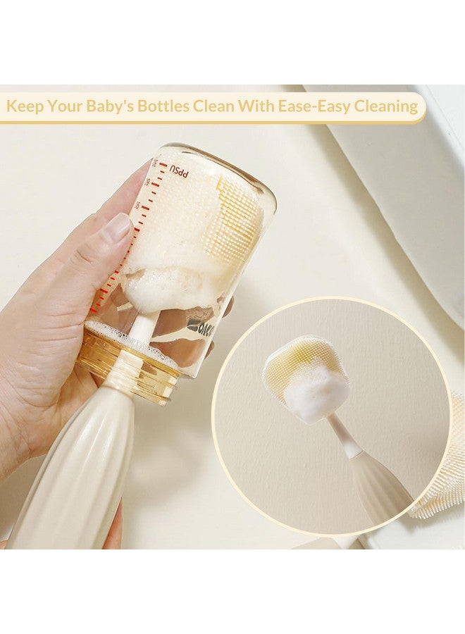 biqin Baby Bottle Brush Kit with Push-Press Bubble and Drying Rack for Bottle Cleaning, Bendable Bottle Cleaner Brush for Baby Bottles, Breast Pumps, Nipples, Straws and More. Perfect for Home&Travel - Image 3