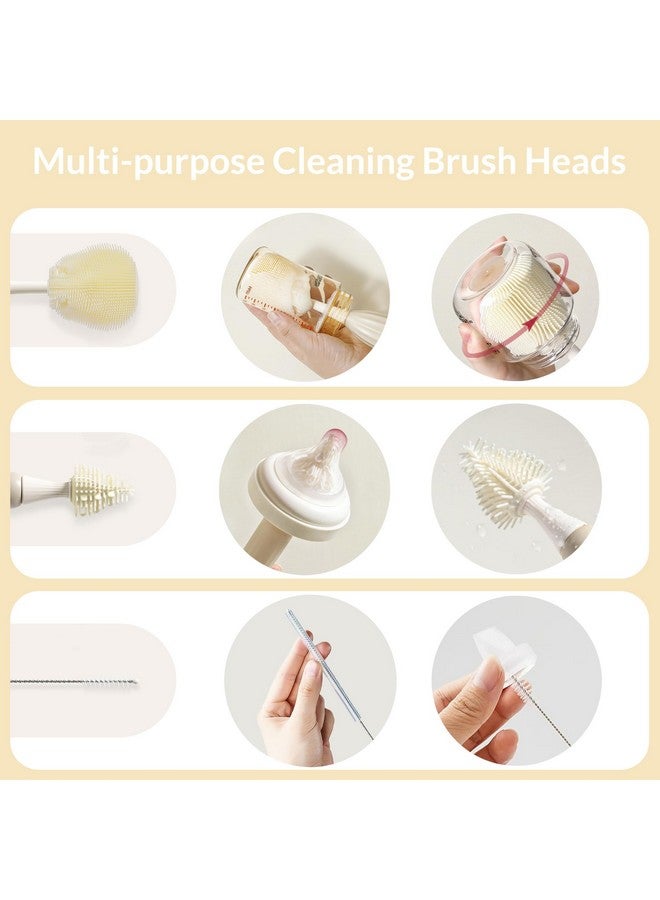 biqin Baby Bottle Brush Kit with Push-Press Bubble and Drying Rack for Bottle Cleaning, Bendable Bottle Cleaner Brush for Baby Bottles, Breast Pumps, Nipples, Straws and More. Perfect for Home&Travel - Image 2