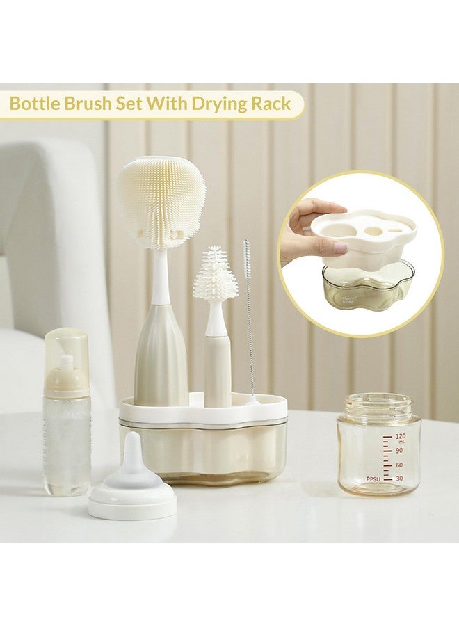 biqin Baby Bottle Brush Kit with Push-Press Bubble and Drying Rack for Bottle Cleaning, Bendable Bottle Cleaner Brush for Baby Bottles, Breast Pumps, Nipples, Straws and More. Perfect for Home&Travel - Image 4