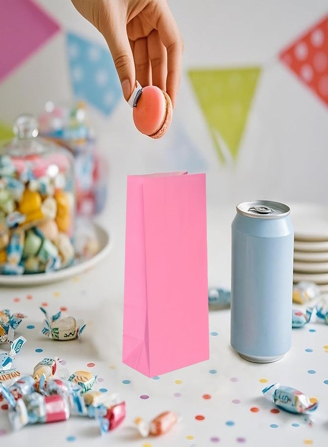 KEYYOOMY Mini Bright Color Paper Bags Pink Party Favor Bags Small Party Goodie Bag Paper Lunch Bag (Pink, 50 CT, 3.5 X 2.4 X 7.1 In - Image 5