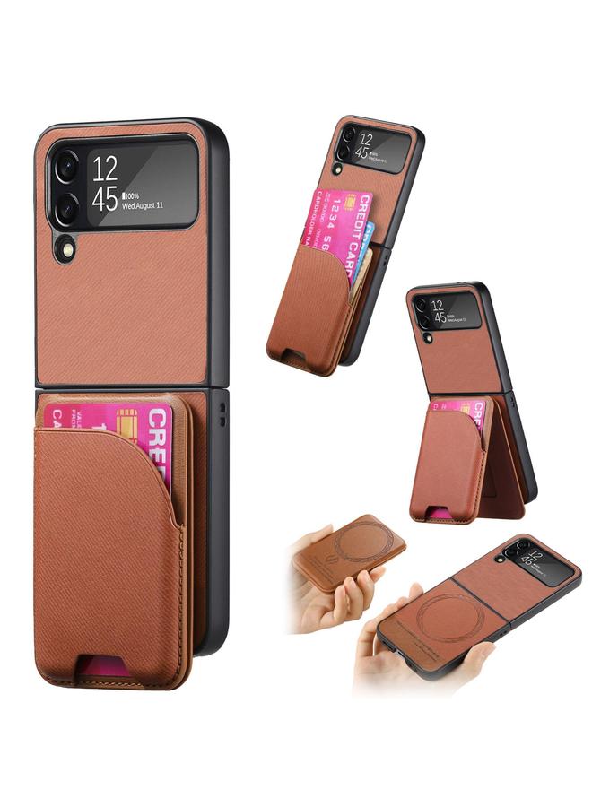 S-TOP Case For Samsung Galaxy Z Flip4 Twill Fabric Leather Skin Card Bag Magnetic Back Phone Case - Image 1