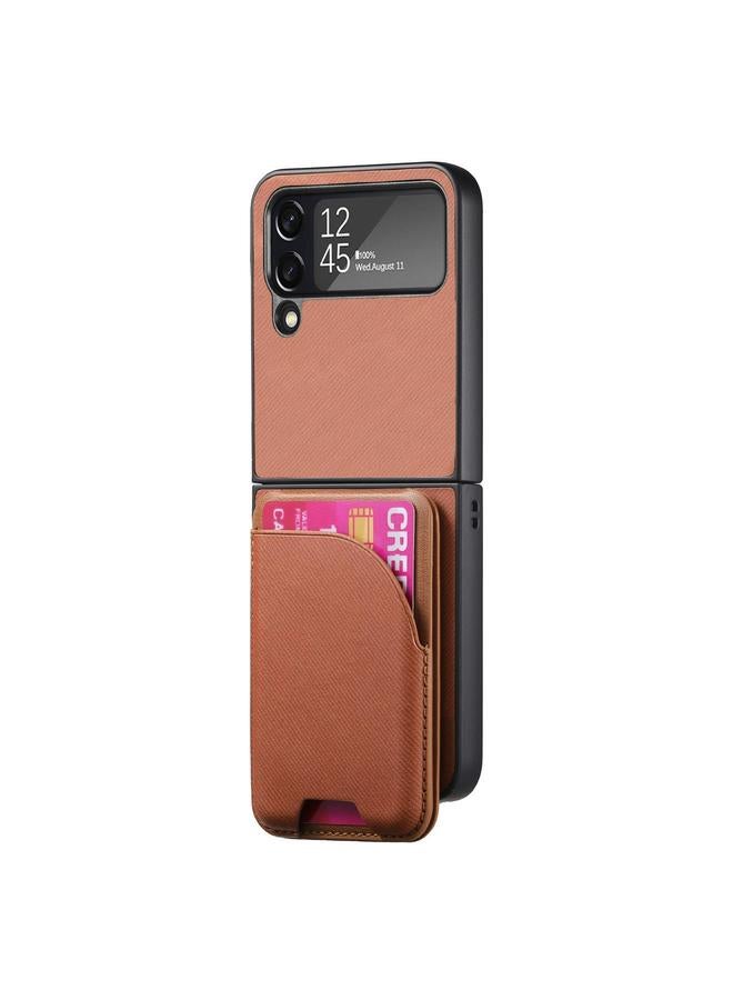 S-TOP Case For Samsung Galaxy Z Flip4 Twill Fabric Leather Skin Card Bag Magnetic Back Phone Case - Image 2