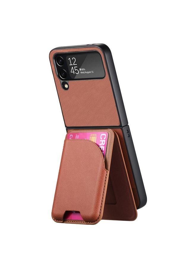 S-TOP Case For Samsung Galaxy Z Flip4 Twill Fabric Leather Skin Card Bag Magnetic Back Phone Case - Image 4