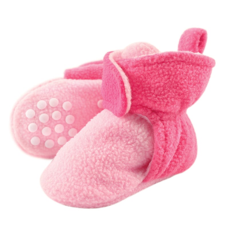 Luvable Friends Unisex Baby Cozy Fleece Booties Light Pink Dark Pink 1824 Months