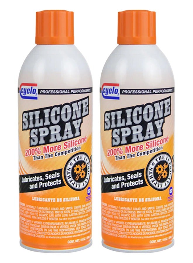 cyclo Silicone Spray Lubricant 2PCS 430ml Each Multi Purpose Clear Silicone Oil for Rubber Plastic Metal Vinyl Wood Anti Squeak Lubrication, Water Resistant Protection for Doors Windows Hinges Locks Seals Hoses Tools Automotive Household Industrial Use - Image 1