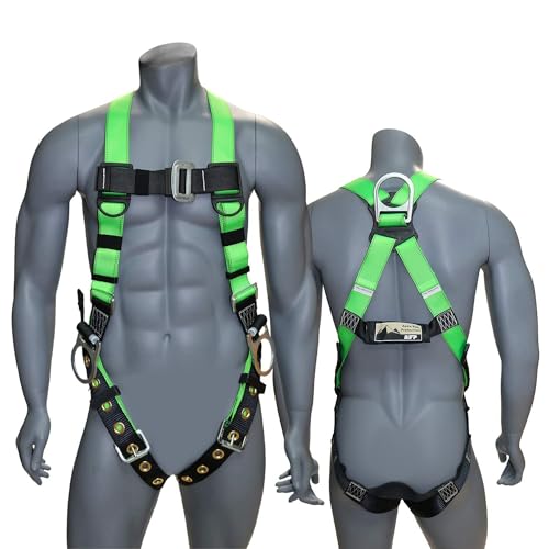 AFP Universal Full-Body Fall Protection Safety Harness w/ 3 D-Rings and Tongue Buckle Legs| Roofer, Construction, Scaffolding PPE (OSHA/ANSI Compliant) (Harness, 1 Pack) - Image 1
