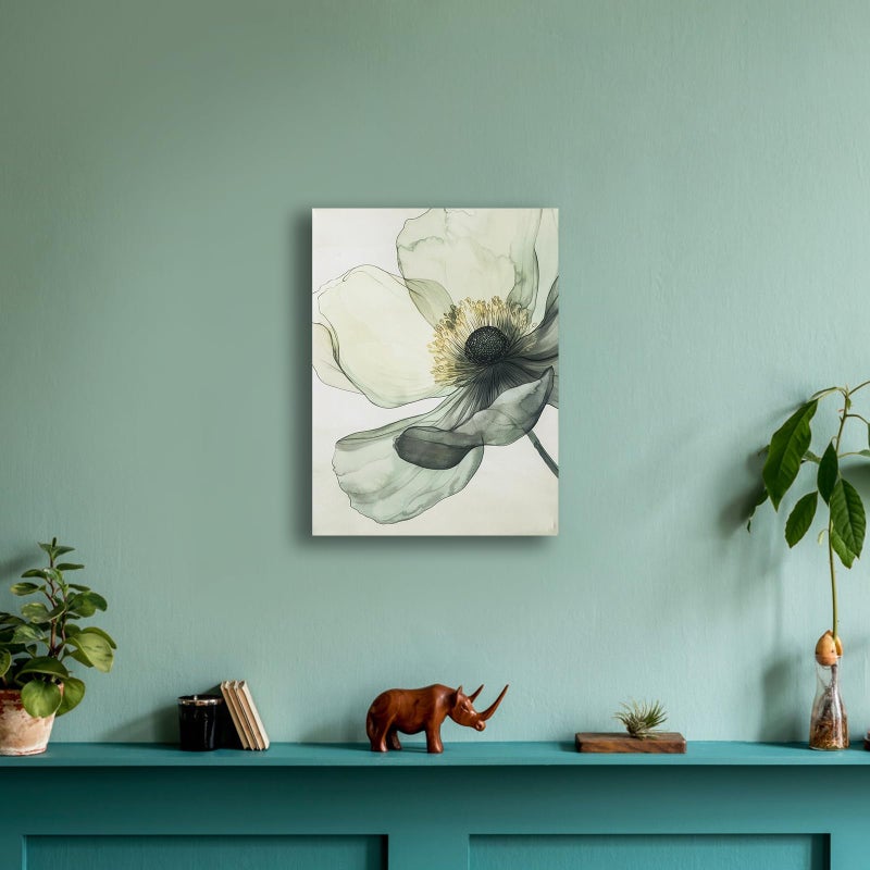 JolyWell Sage Green Wall Art, flower pictures wall decor, Minimalist Modern Gold Green Canvas Artwork Paintings, Boho aesthetic canvas wall art for bedroom Bathroom Living room Office Decorations,12"x16" - Image 2