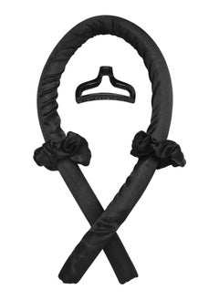 General Warm curling iron, silk headband, with hairpin, soft curly hair, natural waves to make yourself, hair tool for sleeping at night (black)  - Image 1