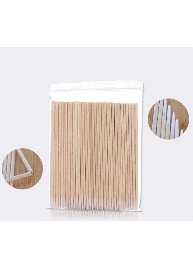 QINGYAN 400 PCS Cotton Swab, For Eyebrow Beauty Make-Up, Nail Seam Dedicated Dirty Picking, Wood Handle Small Pointed Tip Head - Image 3