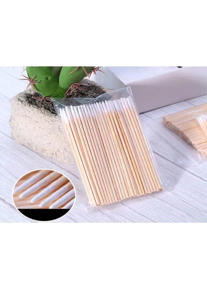 QINGYAN 400 PCS Cotton Swab, For Eyebrow Beauty Make-Up, Nail Seam Dedicated Dirty Picking, Wood Handle Small Pointed Tip Head - Image 4