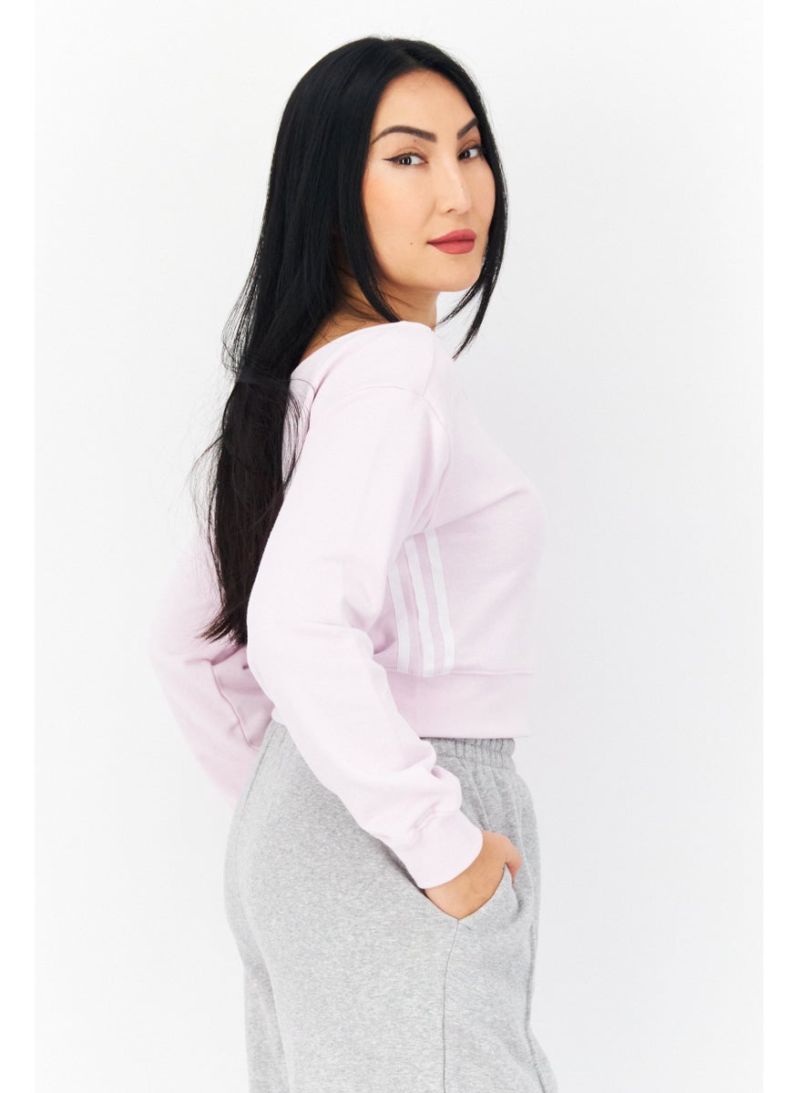 adidas Originals Women Sportswear Fit Long Sleeve Training Crop Top, Pink  - Image 3