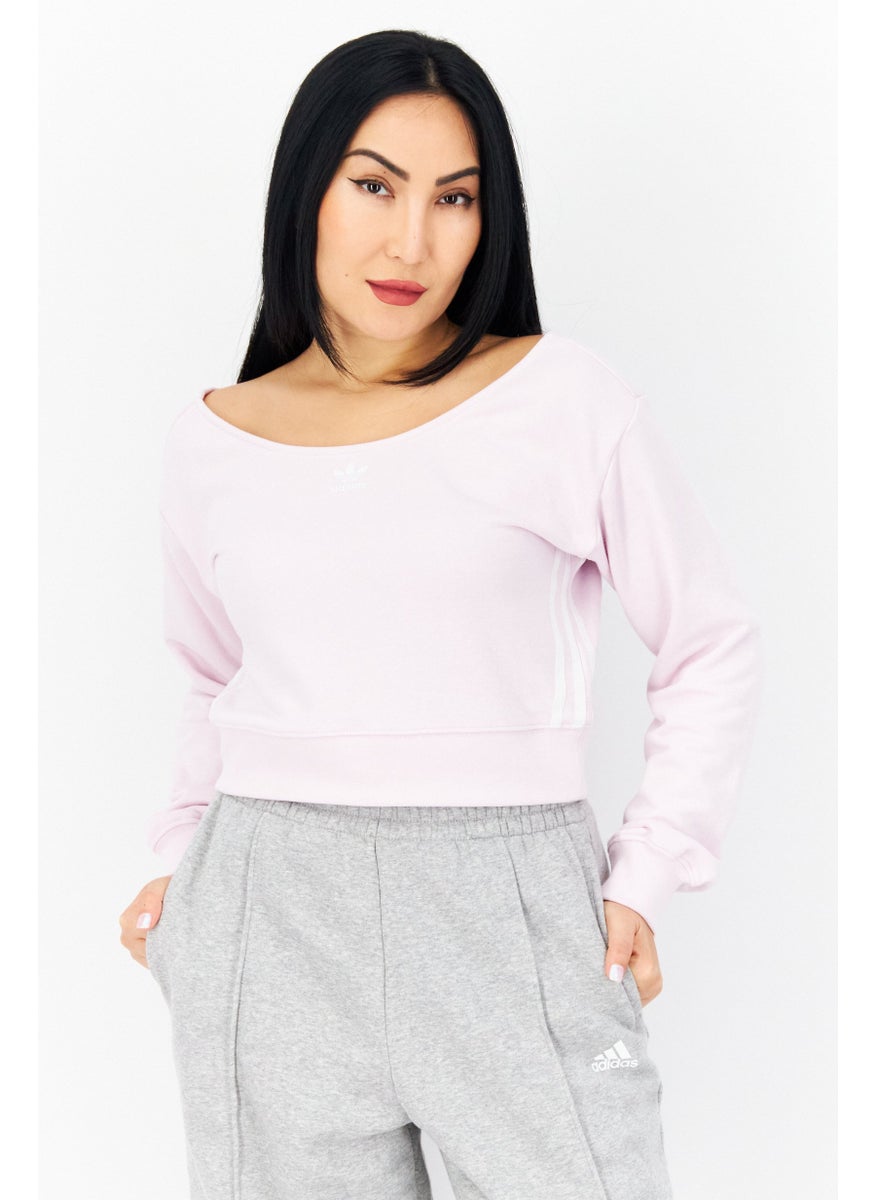 adidas Originals Women Sportswear Fit Long Sleeve Training Crop Top, Pink  - Image 1