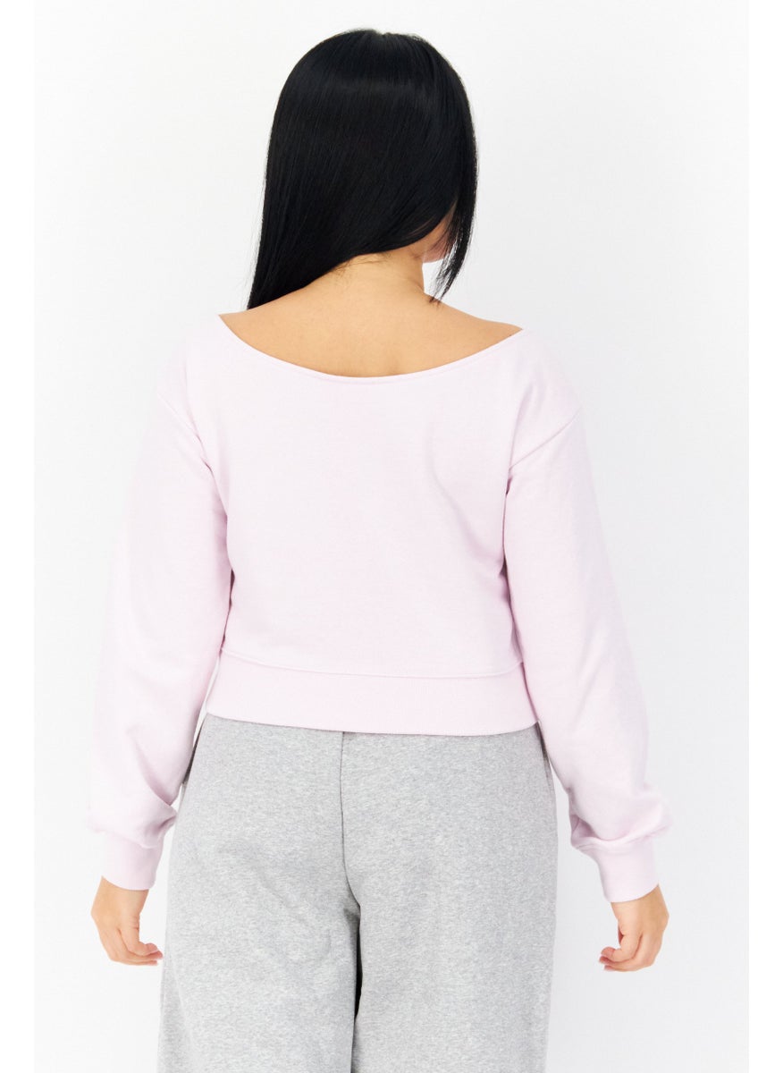 adidas Originals Women Sportswear Fit Long Sleeve Training Crop Top, Pink  - Image 2