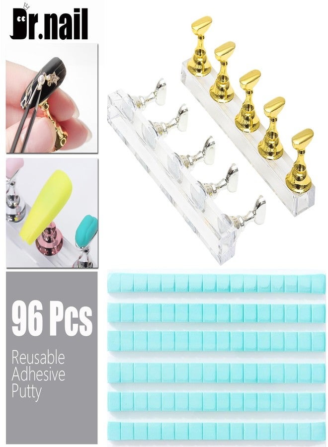 Dr.nail Nail Art Tools Set, 15 Pcs Nail Art Brushes, 5 Pcs Dual-Ended Nail Dotting & Sculpture Pens, 2 Set Nail Holder for Painting Nails with 96 Pcs Reusable Adhesive Putty, Nail Design Tools - Image 2