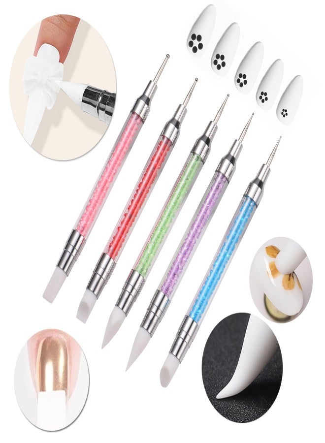 Dr.nail Nail Art Tools Set, 15 Pcs Nail Art Brushes, 5 Pcs Dual-Ended Nail Dotting & Sculpture Pens, 2 Set Nail Holder for Painting Nails with 96 Pcs Reusable Adhesive Putty, Nail Design Tools - Image 4