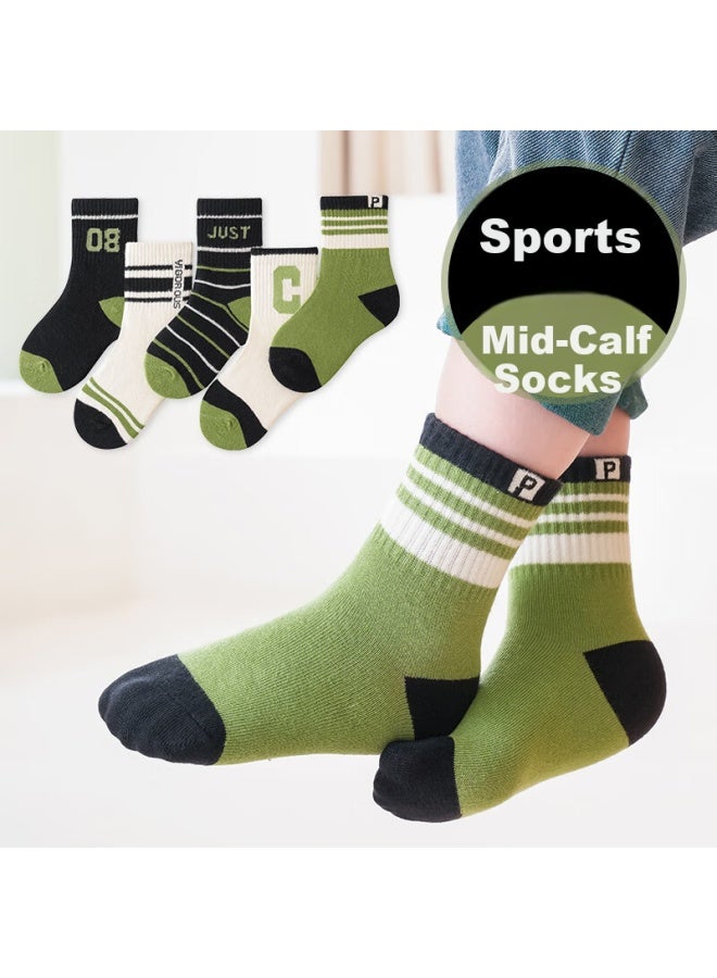 Yuzhaolin Children's Socks Solid Color 5 Pairs 24 Styles Sports Leisure Breathable Boneless Spring Autumn Winter Comfortable Cotton Socks - Image 1