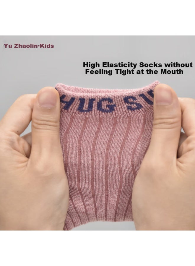 Yuzhaolin Children's Socks Solid Color 5 Pairs 24 Styles Sports Leisure Breathable Boneless Spring Autumn Winter Comfortable Cotton Socks - Image 5